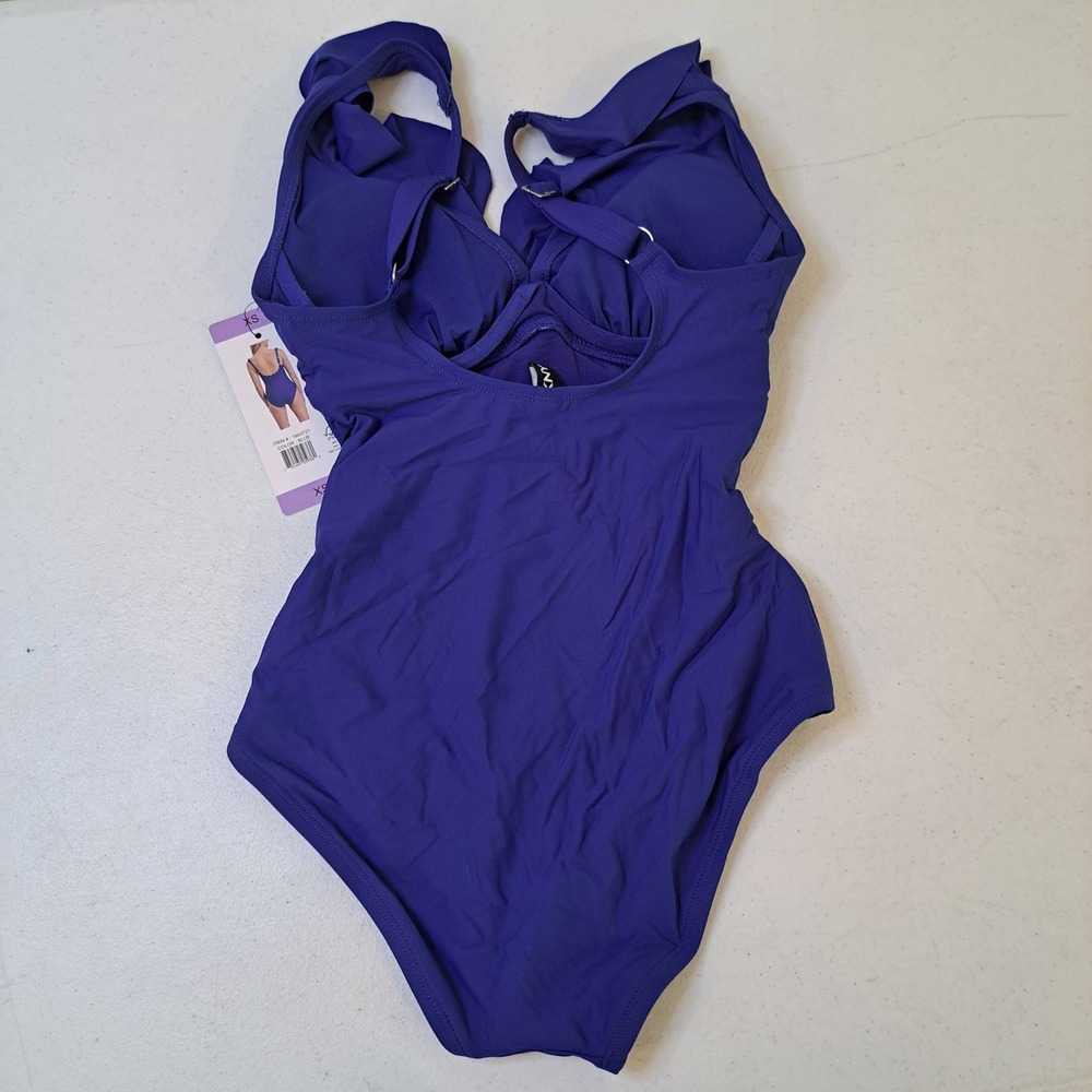 DKNY One Piece Swimsuit Womens XS Blue NWT Ruffle Ruched 1594-280 - Picture 4 of 9